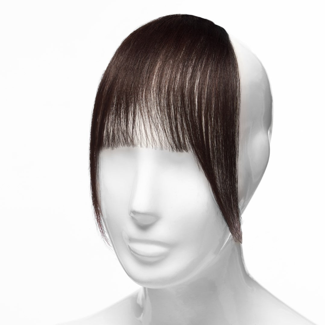 dark brown hair full fringe